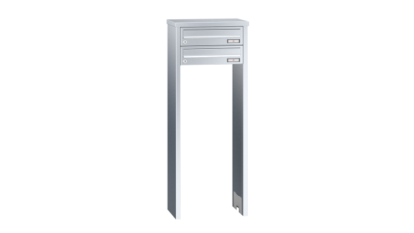 RENZ Briefkastenanlage freistehend, Tetro, Edelstahl V4A, Kastenformat 370x110x270mm, 2-teilig